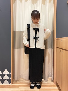 「秋」｜「アイテム（ノーカラージャケット）」を使った、あずまみかさん（レディース・153cm）の秋コーディネート