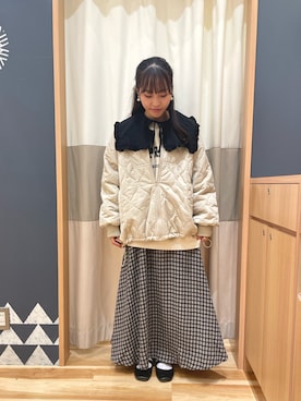「襟付きトップス」｜「アイテム（ジャケット/アウター）」を使った、あずまみかさん（レディース・153cm）の冬コーディネート