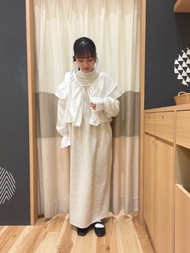 「Samansa Mos2（サマンサ モスモス）のインナー付花柄ジャカードキャミワンピース（ワンピース）」を使った、あずまみかさん（レディース・153cm）の春コーディネート