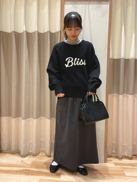 「Samansa Mos2 blue（サマンサモスモスブルー）のアイテム（ハンドバッグ）」を使った、あずまみかさん（レディース・153cm）の冬コーディネート