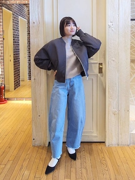 「A part by（アパートバイ）のアイテム（MA-1）」を使った、ノノカさん（レディース・156cm）の冬コーディネート