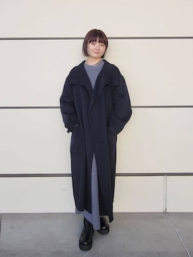 「A part by（アパートバイ）のアイテム（ノーカラーコート）」を使った、ノノカさん（レディース・156cm）の冬コーディネート
