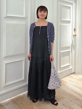 「A part by（アパートバイ）のウェーブバーネックレス（ネックレス、シルバー系）」を使った、ノノカさん（レディース・156cm）の夏コーディネート