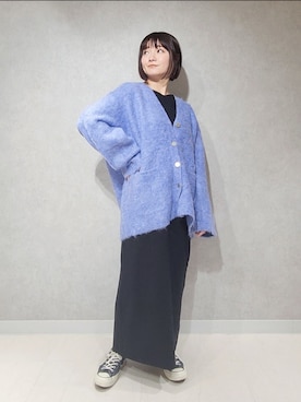 「ブルーニット」｜「アイテム（ワンピース/ドレス）」を使った、ノノカさん（レディース・156cm）の秋コーディネート