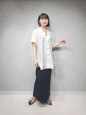「A part by（アパートバイ）のクロスフラットサンダル（サンダル）」を使った、ノノカさん（レディース・156cm）の夏コーディネート