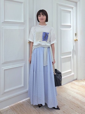 「LOWRYS FARM（ローリーズファーム）のステンレスフープチョーカー 127295（チョーカー、シルバー系）」を使った、ノノカさん（レディース・156cm）の春コーディネート