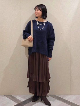「A part by（アパートバイ）のシャギーニットプルオーバー（ニット/セーター）」を使った、ノノカさん（レディース・156cm）の秋コーディネート