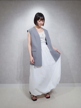 「A part by（アパートバイ）のアイテム（ベスト）」を使った、ノノカさん（レディース・156cm）の夏コーディネート