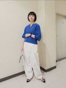 「A part by（アパートバイ）のクロスフラットサンダル（サンダル）」を使った、ノノカさん（レディース・156cm）の夏コーディネート