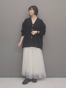 「A part by（アパートバイ）の≪追加3≫ラメチュールプリーツスカート（スカート）」を使った、ノノカさん（レディース・156cm）の冬コーディネート