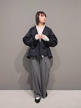 「着痩せ」｜「アイテム（トレンチコート）」を使った、ノノカさん（レディース・156cm）の冬コーディネート
