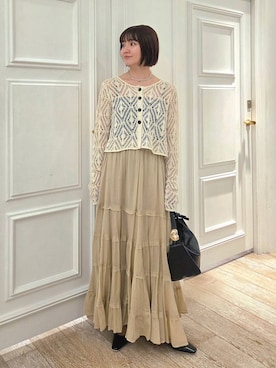 「LOWRYS FARM（ローリーズファーム）のステンレスフープチョーカー 127295（チョーカー、シルバー系）」を使った、ノノカさん（レディース・156cm）の春コーディネート