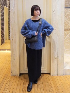 「A part by（アパートバイ）の【2WAY】フトベルトショルダーバッグ（ショルダーバッグ）」を使った、ノノカさん（レディース・156cm）の冬コーディネート