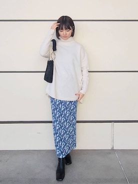 「A part by（アパートバイ）のアイテム（ハンドバッグ）」を使った、ノノカさん（レディース・156cm）の冬コーディネート