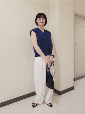 「A part by（アパートバイ）のクロスフラットサンダル（サンダル）」を使った、ノノカさん（レディース・156cm）の夏コーディネート