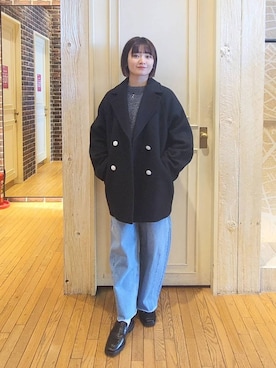 「A part by（アパートバイ）のアイテム（チェスターコート）」を使った、ノノカさん（レディース・156cm）の冬コーディネート