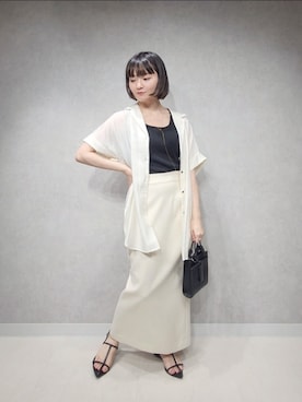 「A part by（アパートバイ）のクロスフラットサンダル（サンダル）」を使った、ノノカさん（レディース・156cm）の夏コーディネート