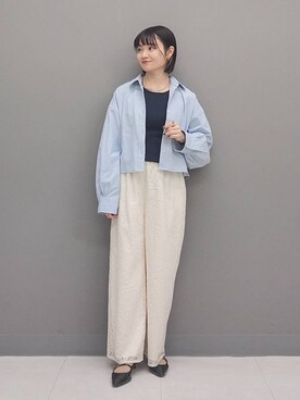「A part by（アパートバイ）のショートオックスシャツ≪追加2≫（シャツ/ブラウス）」を使った、ノノカさん（レディース・156cm）の春コーディネート