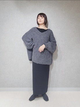 「ゆるニット」｜「アイテム（ワンピース/ドレス）」を使った、ノノカさん（レディース・156cm）の秋コーディネート