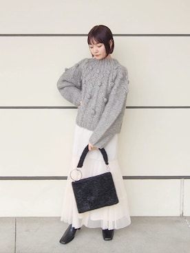 「ハンドメイドニット」｜ノノカさん（レディース・156cm）の秋コーディネート