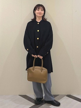 「アイテム（ノーカラーコート）」を使った、ノノカさん（レディース・156cm）の秋コーディネート