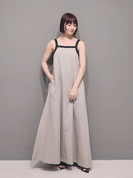「着痩せ」｜「アイテム（ジャンパースカート）」を使った、ノノカさん（レディース・156cm）の夏コーディネート