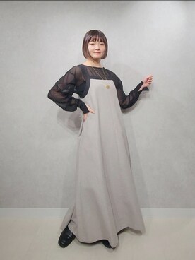 「アパートバイローリーズ」｜「アイテム（ジャンパースカート）」を使った、ノノカさん（レディース・156cm）の夏コーディネート
