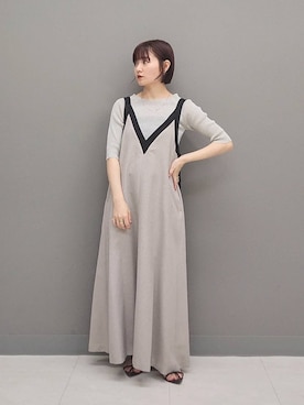「着痩せ」｜「アイテム（ジャンパースカート）」を使った、ノノカさん（レディース・156cm）の春コーディネート