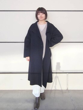 「A part by（アパートバイ）のアイテム（ノーカラーコート）」を使った、ノノカさん（レディース・156cm）の冬コーディネート