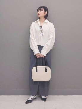 「A part by（アパートバイ）のショートオックスシャツ≪追加2≫（シャツ/ブラウス）」を使った、ノノカさん（レディース・156cm）の冬コーディネート
