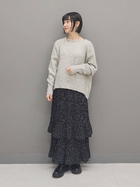 「A part by（アパートバイ）のシャギーニットプルオーバー（ニット/セーター）」を使った、ノノカさん（レディース・156cm）の冬コーディネート