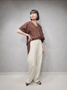 「アパートバイローリーズ」｜「アイテム（スラックス）」を使った、ノノカさん（レディース・156cm）の夏コーディネート