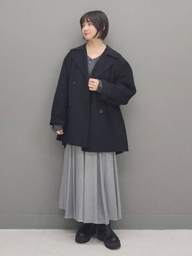 「A part by（アパートバイ）のアイテム（その他アウター）」を使った、ノノカさん（レディース・156cm）の秋コーディネート