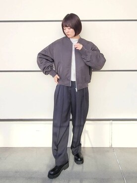「A part by（アパートバイ）のアイテム（MA-1）」を使った、ノノカさん（レディース・156cm）の冬コーディネート