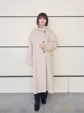 「A part by（アパートバイ）のアイテム（ノーカラーコート）」を使った、ノノカさん（レディース・156cm）の冬コーディネート