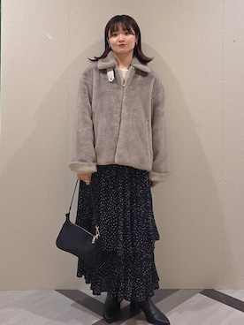 「A part by（アパートバイ）のアイテム（その他アウター）」を使った、ノノカさん（レディース・156cm）の秋コーディネート