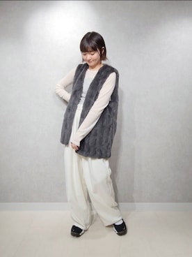 「A part by（アパートバイ）のアイテム（ベスト）」を使った、ノノカさん（レディース・156cm）の秋コーディネート