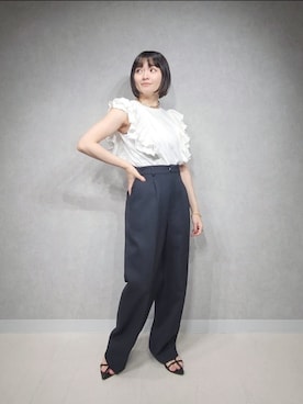 「アパートバイローリーズ」｜「アイテム（スラックス）」を使った、ノノカさん（レディース・156cm）の夏コーディネート