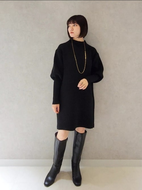 黒パフスリーブミニワンピース org.jpg