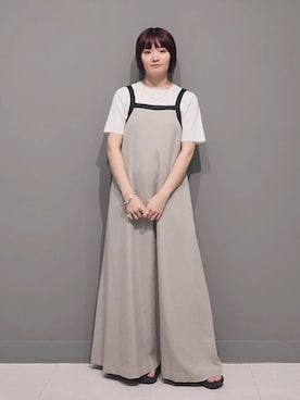「着痩せ」｜「アイテム（ジャンパースカート）」を使った、ノノカさん（レディース・156cm）の夏コーディネート