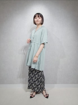 「A part by（アパートバイ）のクロスフラットサンダル（サンダル）」を使った、ノノカさん（レディース・156cm）の夏コーディネート