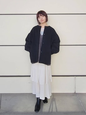 「A part by（アパートバイ）のアイテム（ノーカラーコート）」を使った、ノノカさん（レディース・156cm）の冬コーディネート