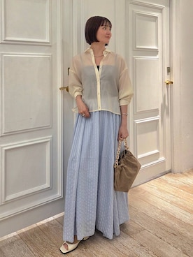 「アイテム（チョーカー）」を使った、ノノカさん（レディース・156cm）の春コーディネート