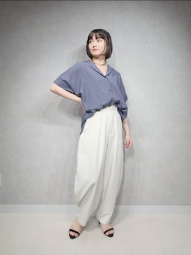 「アパートバイローリーズ」｜「アイテム（スラックス）」を使った、ノノカさん（レディース・156cm）の夏コーディネート