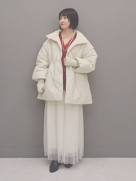 「A part by（アパートバイ）の≪追加3≫ラメチュールプリーツスカート（スカート）」を使った、ノノカさん（レディース・156cm）の冬コーディネート