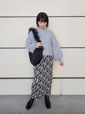 「A part by（アパートバイ）のチュールハンドルトート（ショルダーバッグ）」を使った、ノノカさん（レディース・156cm）の冬コーディネート