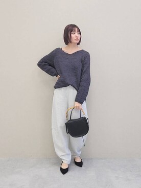 「e/rm（イーアールエム）のアイテム（スウェットパンツ）」を使った、ノノカさん（レディース・156cm）の冬コーディネート