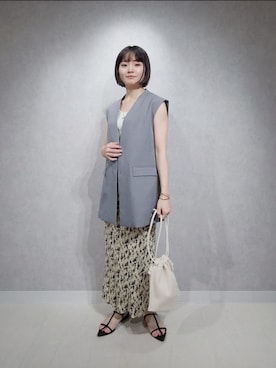 「A part by（アパートバイ）のアイテム（ベスト）」を使った、ノノカさん（レディース・156cm）の夏コーディネート