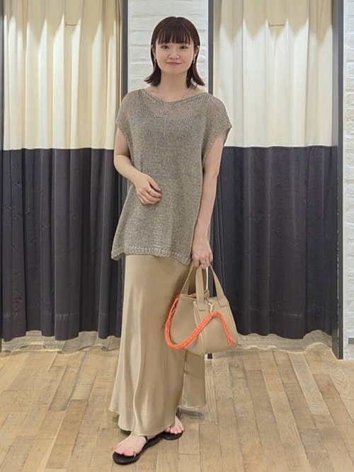 リネンコンメッシュプルオーバーフレンチスリーブ（ニット
