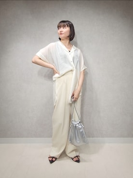 「アパートバイローリーズ」｜「アイテム（スラックス）」を使った、ノノカさん（レディース・156cm）の夏コーディネート